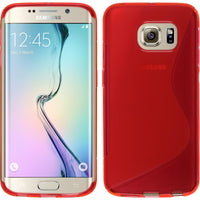 PhoneNatic Case kompatibel mit Samsung Galaxy S6 Edge - rot Silikon Hülle S-Style + flexible Folie