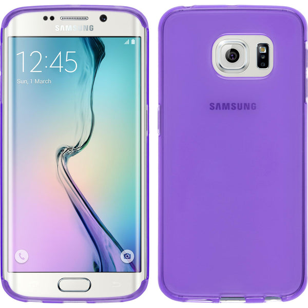PhoneNatic Case kompatibel mit Samsung Galaxy S6 Edge - lila Silikon Hülle transparent + flexible Folie