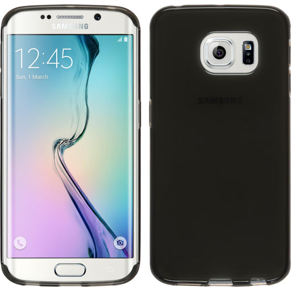 PhoneNatic Case kompatibel mit Samsung Galaxy S6 Edge - schwarz Silikon Hülle transparent + flexible Folie