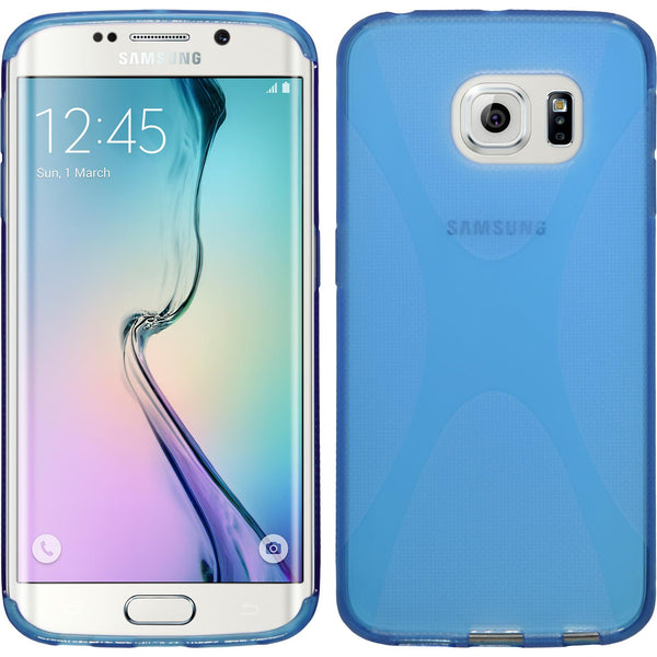 PhoneNatic Case kompatibel mit Samsung Galaxy S6 Edge - blau Silikon Hülle X-Style + flexible Folie