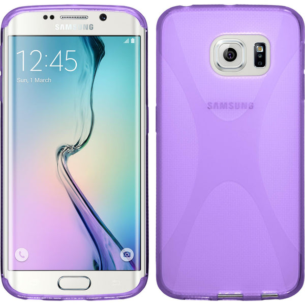 PhoneNatic Case kompatibel mit Samsung Galaxy S6 Edge - lila Silikon Hülle X-Style + flexible Folie