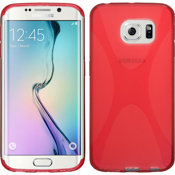 PhoneNatic Case kompatibel mit Samsung Galaxy S6 Edge - rot Silikon Hülle X-Style + flexible Folie