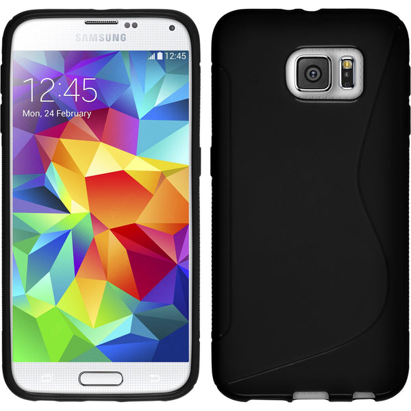 PhoneNatic Case kompatibel mit Samsung Galaxy S6 - schwarz Silikon Hülle S-Style Cover