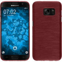 PhoneNatic Case kompatibel mit Samsung Galaxy S7 - rosa Silikon Hülle brushed + 2 Schutzfolien