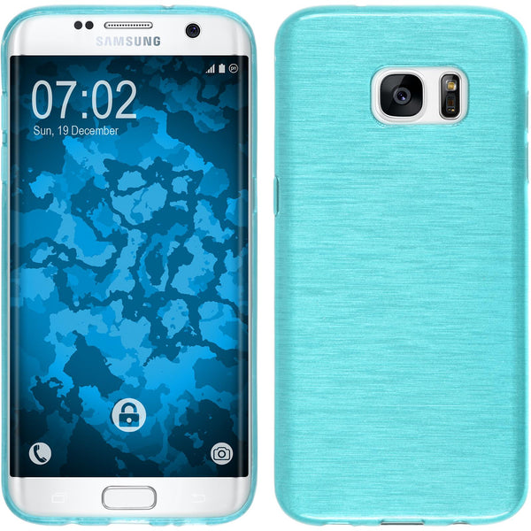 PhoneNatic Case kompatibel mit Samsung Galaxy S7 Edge - blau Silikon Hülle brushed Cover