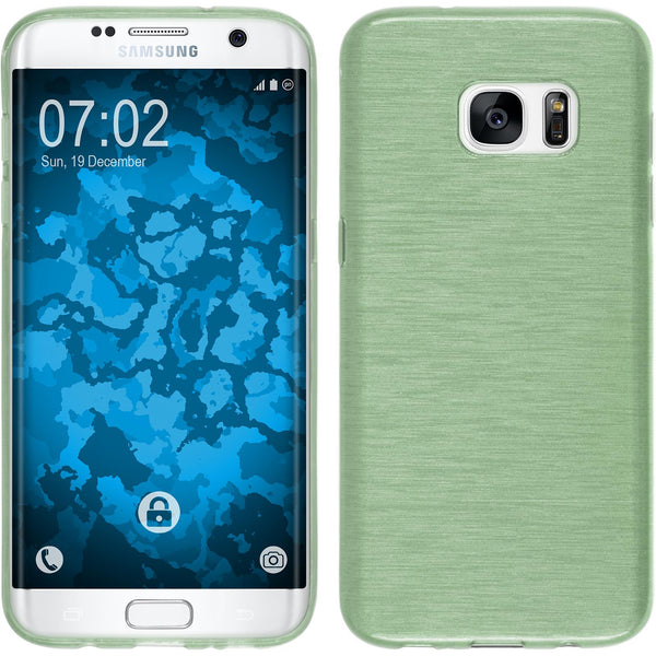 PhoneNatic Case kompatibel mit Samsung Galaxy S7 Edge - grün Silikon Hülle brushed Cover