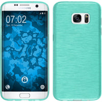 PhoneNatic Case kompatibel mit Samsung Galaxy S7 Edge - türkis Silikon Hülle brushed Cover