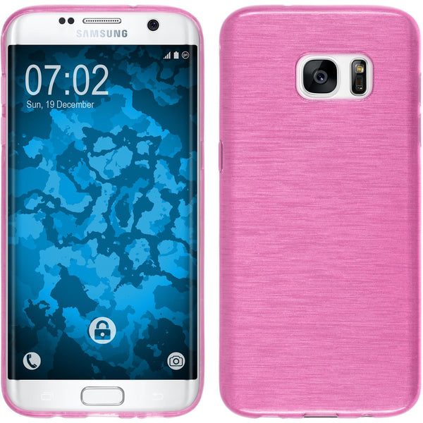PhoneNatic Case kompatibel mit Samsung Galaxy S7 Edge - pink Silikon Hülle brushed Cover
