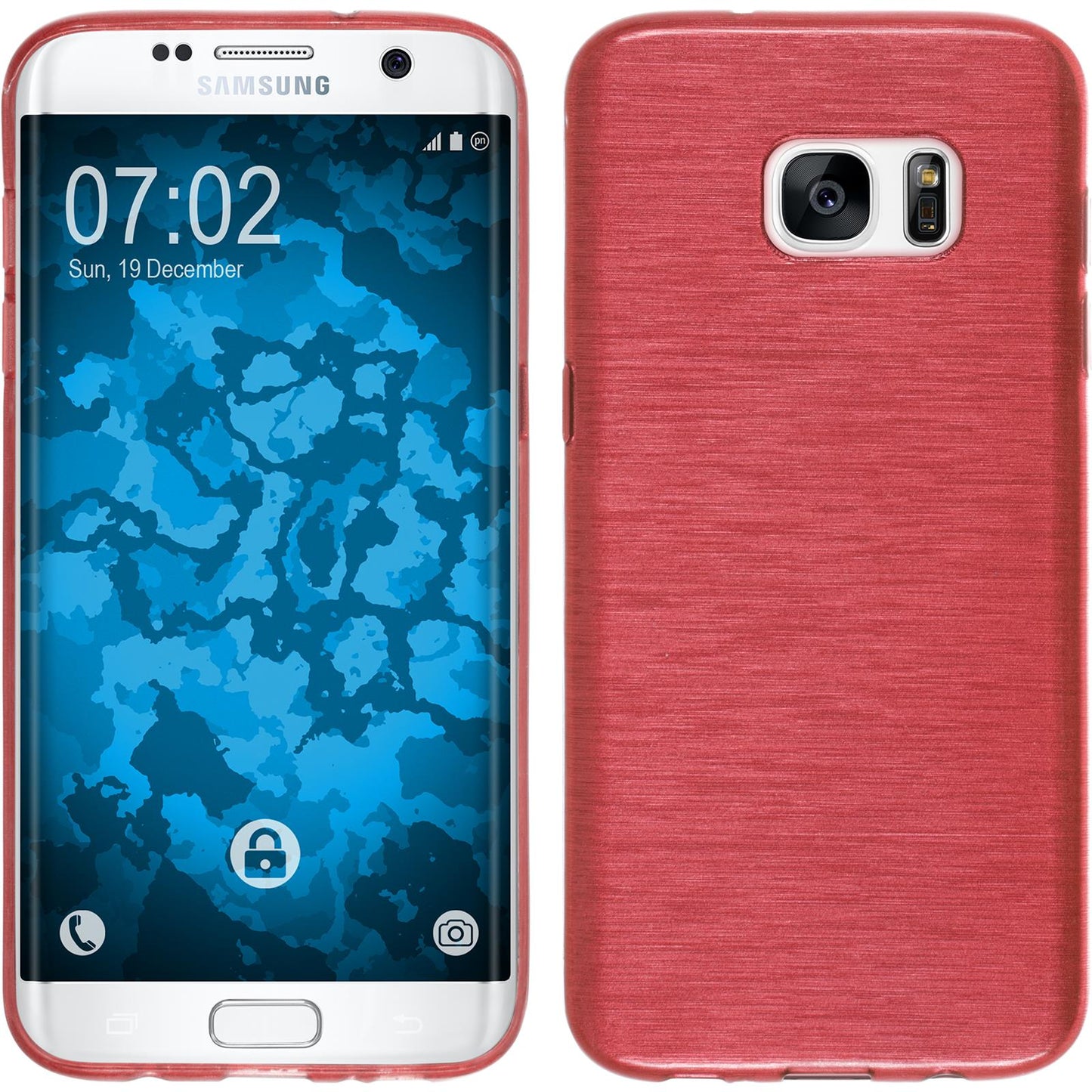 PhoneNatic Case kompatibel mit Samsung Galaxy S7 Edge - rot Silikon Hülle brushed Cover