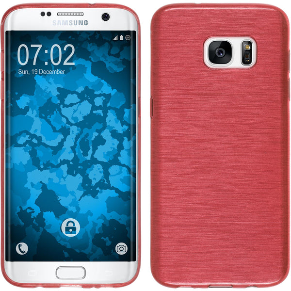 PhoneNatic Case kompatibel mit Samsung Galaxy S7 Edge - rot Silikon Hülle brushed Cover