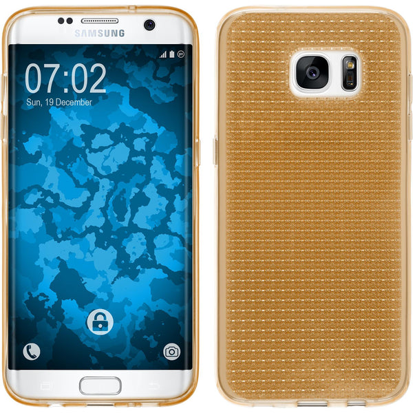 PhoneNatic Case kompatibel mit Samsung Galaxy S7 Edge - gold Silikon Hülle Iced Cover