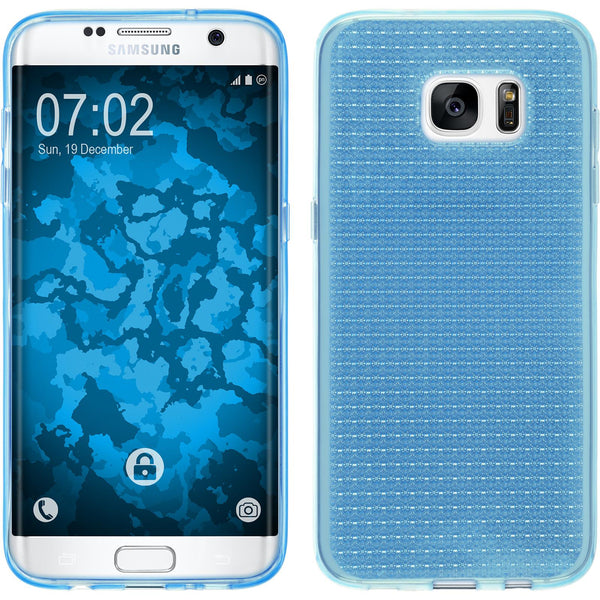 PhoneNatic Case kompatibel mit Samsung Galaxy S7 Edge - hellblau Silikon Hülle Iced Cover