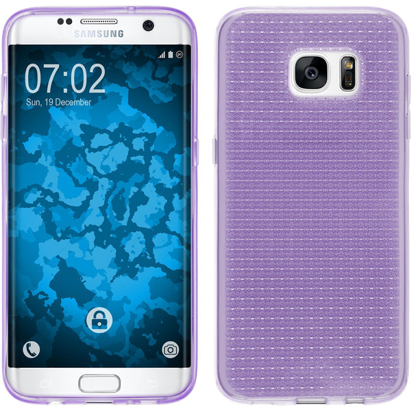 PhoneNatic Case kompatibel mit Samsung Galaxy S7 Edge - lila Silikon Hülle Iced Cover