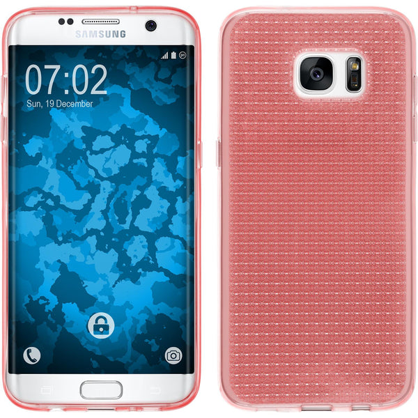 PhoneNatic Case kompatibel mit Samsung Galaxy S7 Edge - rosa Silikon Hülle Iced Cover