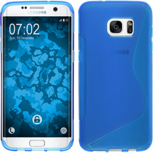 PhoneNatic Case kompatibel mit Samsung Galaxy S7 Edge - blau Silikon Hülle S-Style Cover