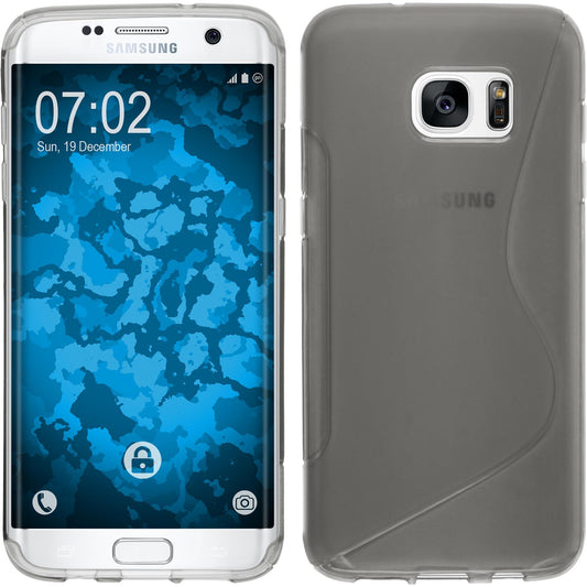 PhoneNatic Case kompatibel mit Samsung Galaxy S7 Edge - grau Silikon Hülle S-Style Cover