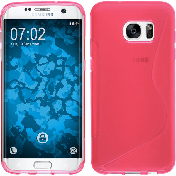 PhoneNatic Case kompatibel mit Samsung Galaxy S7 Edge - pink Silikon Hülle S-Style Cover