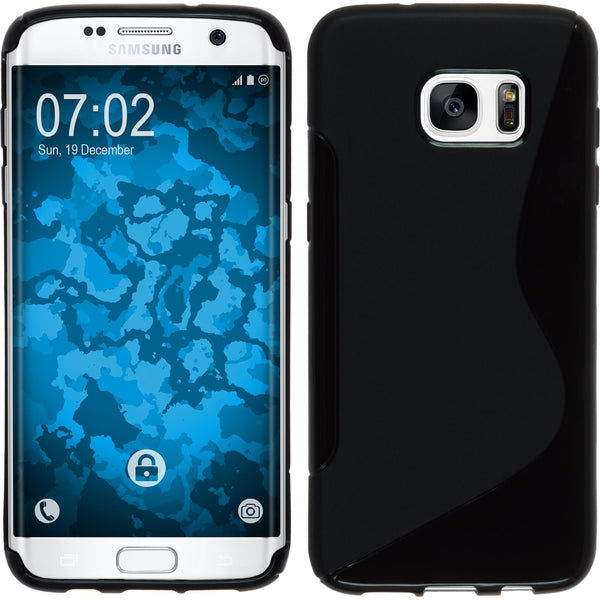 PhoneNatic Case kompatibel mit Samsung Galaxy S7 Edge - schwarz Silikon Hülle S-Style Cover