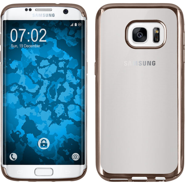 PhoneNatic Case kompatibel mit Samsung Galaxy S7 Edge - gold Silikon Hülle Slim Fit Cover