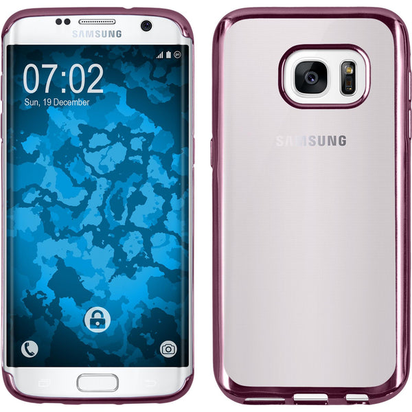 PhoneNatic Case kompatibel mit Samsung Galaxy S7 Edge - rosa Silikon Hülle Slim Fit Cover