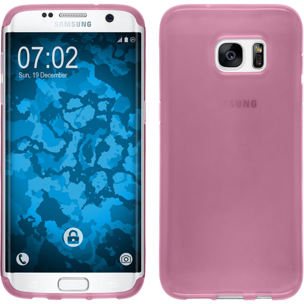 PhoneNatic Case kompatibel mit Samsung Galaxy S7 Edge - rosa Silikon Hülle transparent Cover