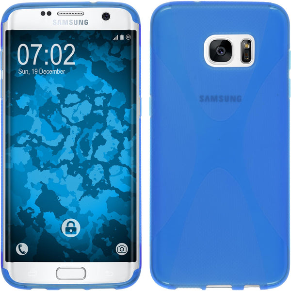 PhoneNatic Case kompatibel mit Samsung Galaxy S7 Edge - blau Silikon Hülle X-Style Cover