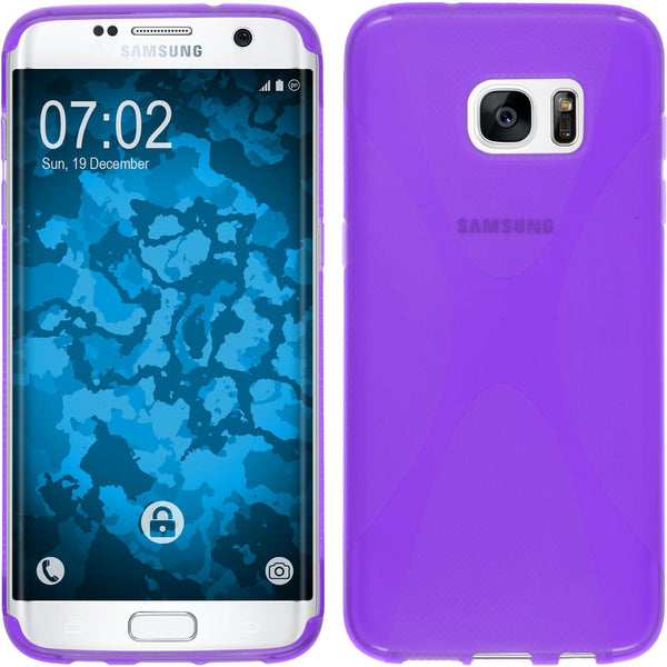 PhoneNatic Case kompatibel mit Samsung Galaxy S7 Edge - lila Silikon Hülle X-Style Cover