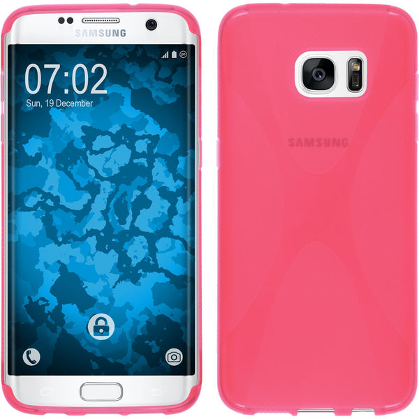 PhoneNatic Case kompatibel mit Samsung Galaxy S7 Edge - pink Silikon Hülle X-Style Cover