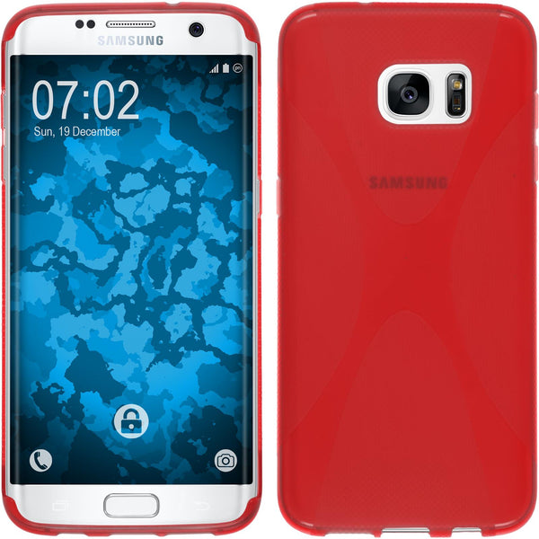 PhoneNatic Case kompatibel mit Samsung Galaxy S7 Edge - rot Silikon Hülle X-Style Cover