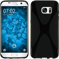 PhoneNatic Case kompatibel mit Samsung Galaxy S7 Edge - schwarz Silikon Hülle X-Style Cover
