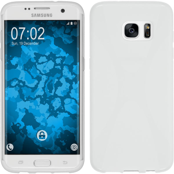 PhoneNatic Case kompatibel mit Samsung Galaxy S7 Edge - weiß Silikon Hülle X-Style Cover