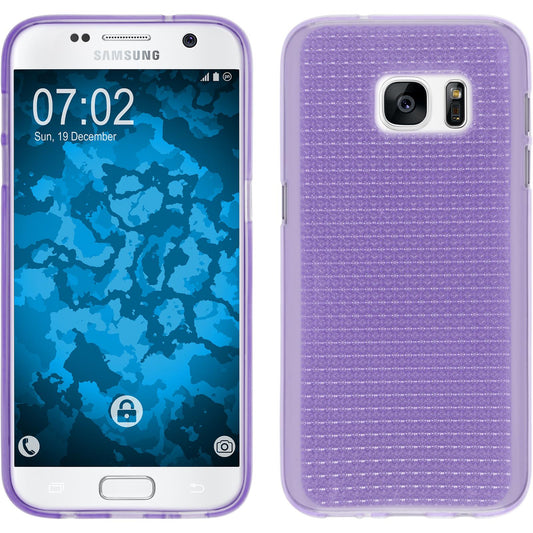 PhoneNatic Case kompatibel mit Samsung Galaxy S7 - lila Silikon Hülle Iced + 2 Schutzfolien