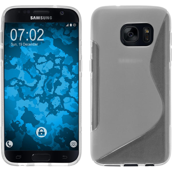 PhoneNatic Case kompatibel mit Samsung Galaxy S7 - clear Silikon Hülle S-Style + 2 Schutzfolien