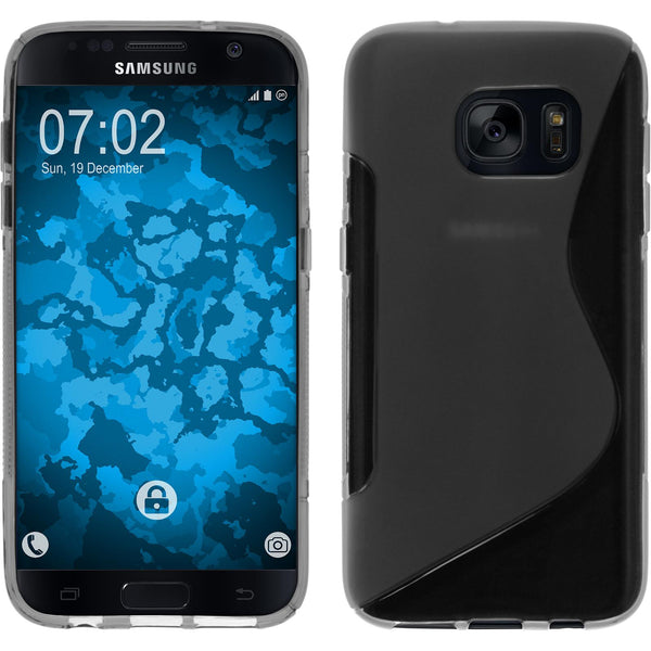 PhoneNatic Case kompatibel mit Samsung Galaxy S7 - grau Silikon Hülle S-Style + 2 Schutzfolien