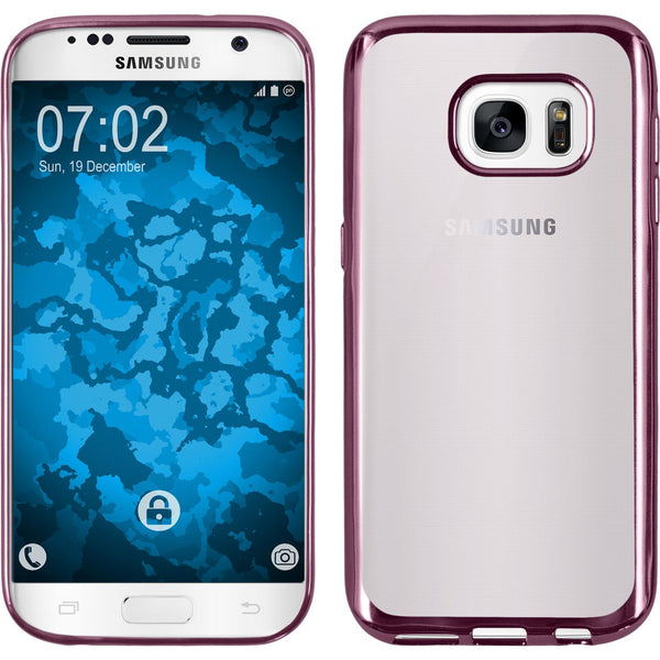 PhoneNatic Case kompatibel mit Samsung Galaxy S7 - rosa Silikon Hülle Slim Fit + 2 Schutzfolien