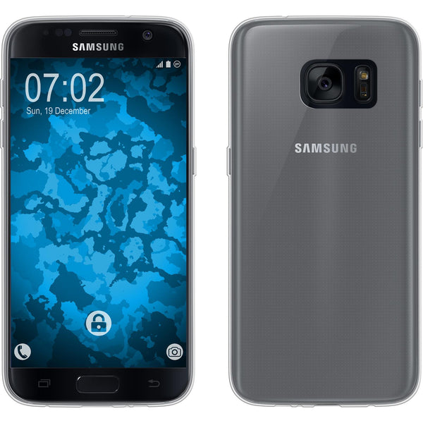 PhoneNatic Case kompatibel mit Samsung Galaxy S7 - clear Silikon Hülle Slimcase + 2 Schutzfolien