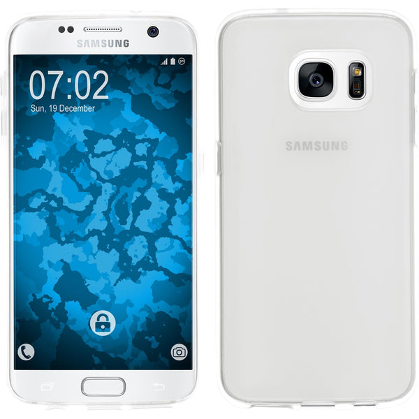PhoneNatic Case kompatibel mit Samsung Galaxy S7 - weiß Silikon Hülle transparent + 2 Schutzfolien