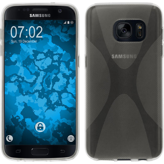 PhoneNatic Case kompatibel mit Samsung Galaxy S7 - clear Silikon Hülle X-Style + 2 Schutzfolien