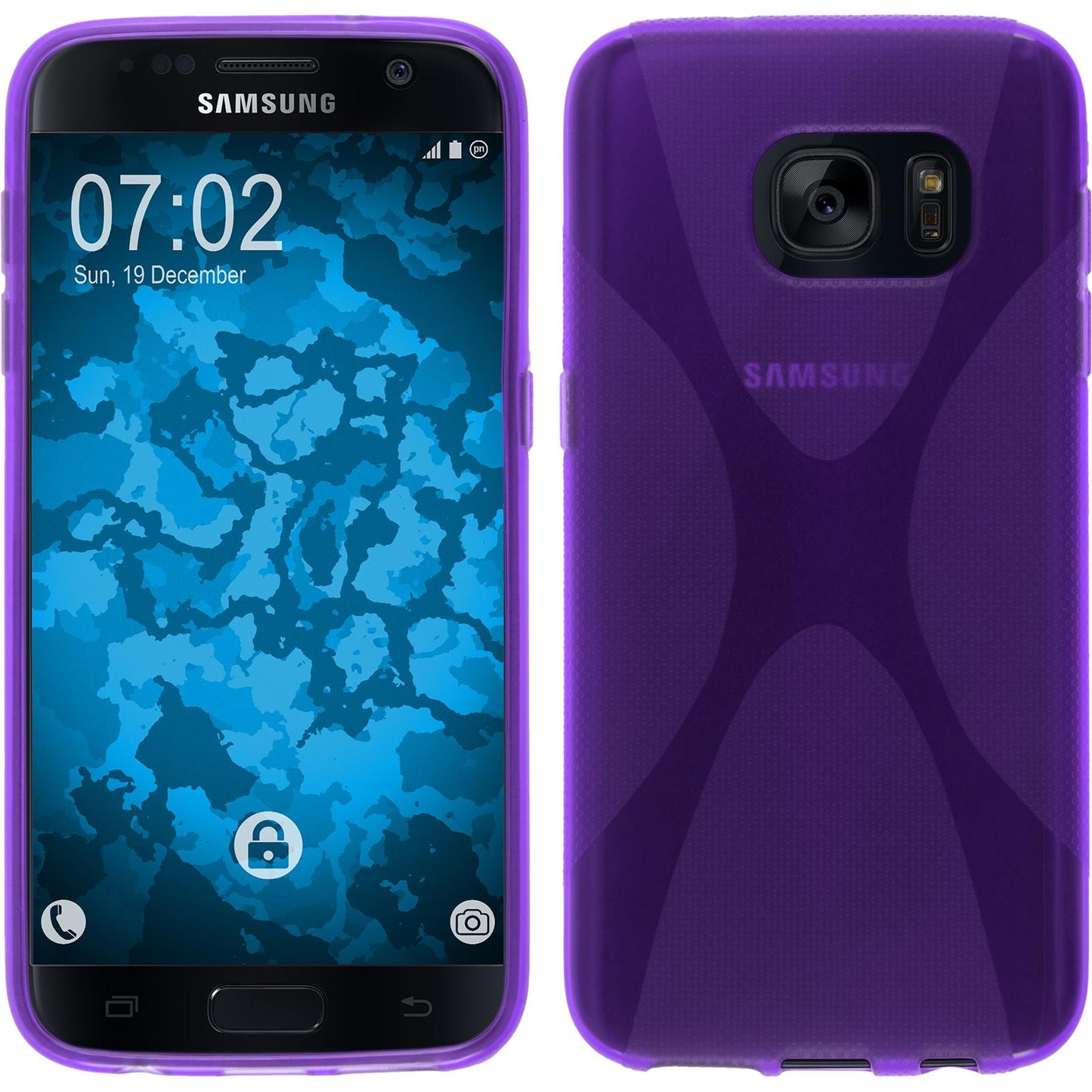 PhoneNatic Case kompatibel mit Samsung Galaxy S7 - lila Silikon Hülle X-Style + 2 Schutzfolien