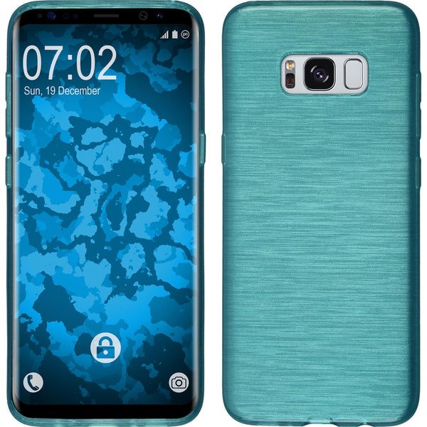 PhoneNatic Case kompatibel mit Samsung Galaxy S8 - türkis Silikon Hülle brushed + flexible Folie