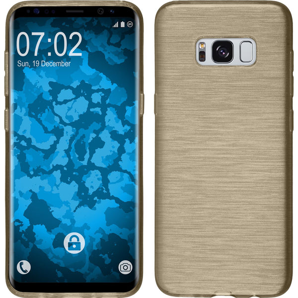 PhoneNatic Case kompatibel mit Samsung Galaxy S8 - gold Silikon Hülle brushed + flexible Folie