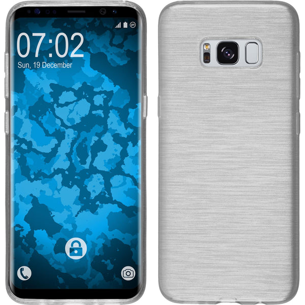 PhoneNatic Case kompatibel mit Samsung Galaxy S8 - weiﬂ Silikon Hülle brushed + flexible Folie