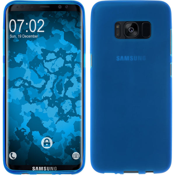 PhoneNatic Case kompatibel mit Samsung Galaxy S8 - blau Silikon Hülle matt + flexible Folie