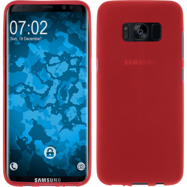 PhoneNatic Case kompatibel mit Samsung Galaxy S8 - rot Silikon Hülle matt + flexible Folie
