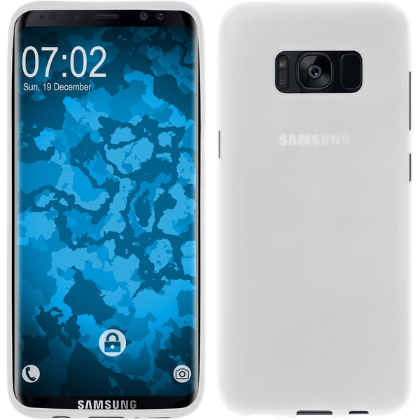 PhoneNatic Case kompatibel mit Samsung Galaxy S8 - weiß Silikon Hülle matt + flexible Folie