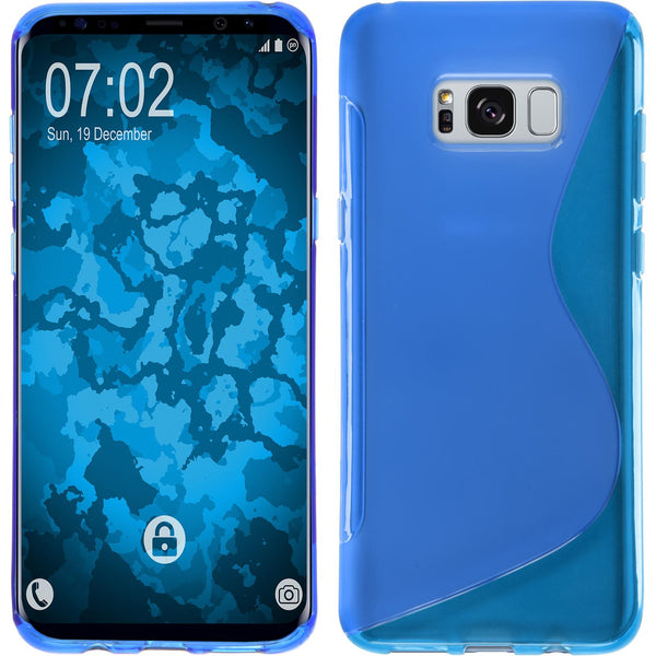 PhoneNatic Case kompatibel mit Samsung Galaxy S8 Plus - blau Silikon Hülle S-Style + flexible Folie