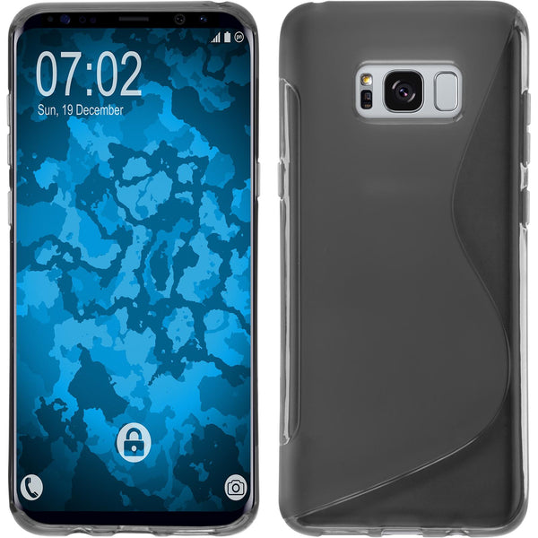 PhoneNatic Case kompatibel mit Samsung Galaxy S8 Plus - grau Silikon Hülle S-Style + flexible Folie