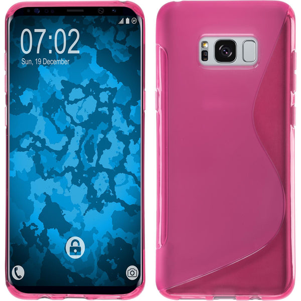 PhoneNatic Case kompatibel mit Samsung Galaxy S8 Plus - pink Silikon Hülle S-Style + flexible Folie