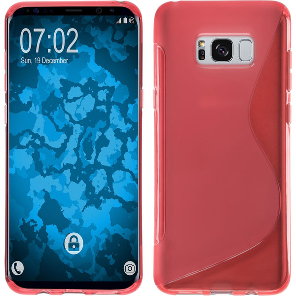 PhoneNatic Case kompatibel mit Samsung Galaxy S8 Plus - rot Silikon Hülle S-Style + flexible Folie