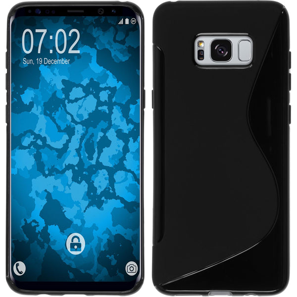 PhoneNatic Case kompatibel mit Samsung Galaxy S8 Plus - schwarz Silikon Hülle S-Style + flexible Folie